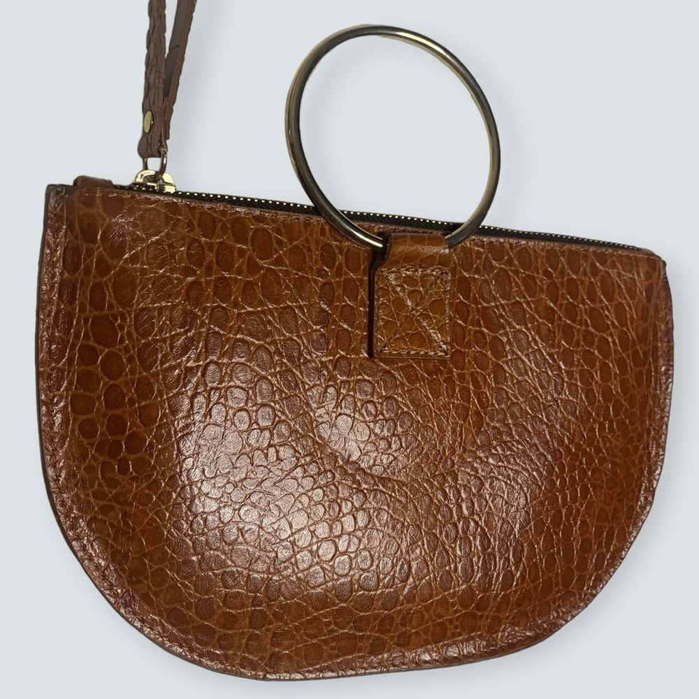 PUNTO FIBBIA Women’s Wristlet Genuine Leather Croc Bag - Picture 10 of 10